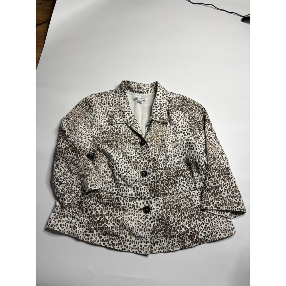 Pendleton Womens XL‎ Cropped Blazer Linen Animal Print Boho Old Money Classy